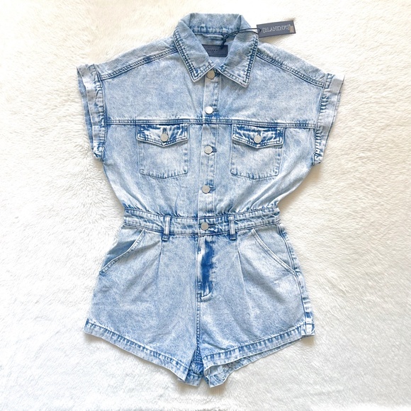 BLANKNYC Head Backstage Acid Wash Denim Romper Jumpsuit - Picture 2 of 14